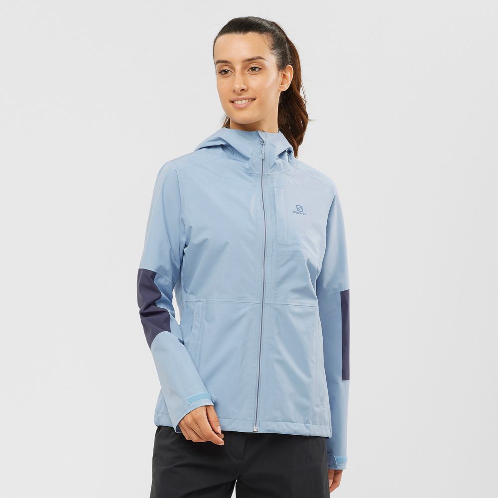 Chaquetas Salomon Mujer Azules - Salomon Argentina OUTRACK IMPERMEABLE 2.5L,097865-ORX